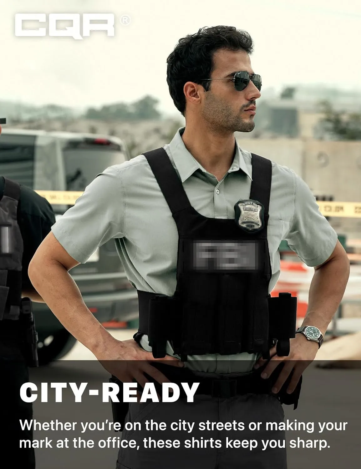 CQR Men's Short Sleeve Tactical Shirts, UPF 50  Ripstop Military Work Shirts, Breathable Button Down Outdoor Hiking Shirt