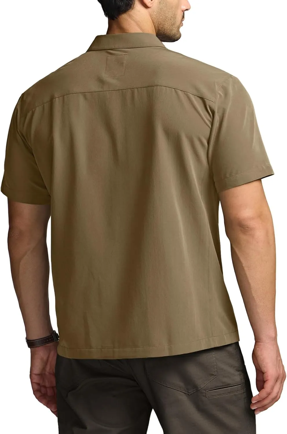 CQR Men's Short Sleeve Tactical Shirts, UPF 50  Ripstop Military Work Shirts, Breathable Button Down Outdoor Hiking Shirt