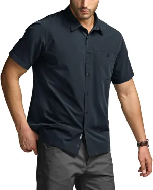CQR Men's Short Sleeve Tactical Shirts, UPF 50  Ripstop Military Work Shirts, Breathable Button Down Outdoor Hiking Shirt