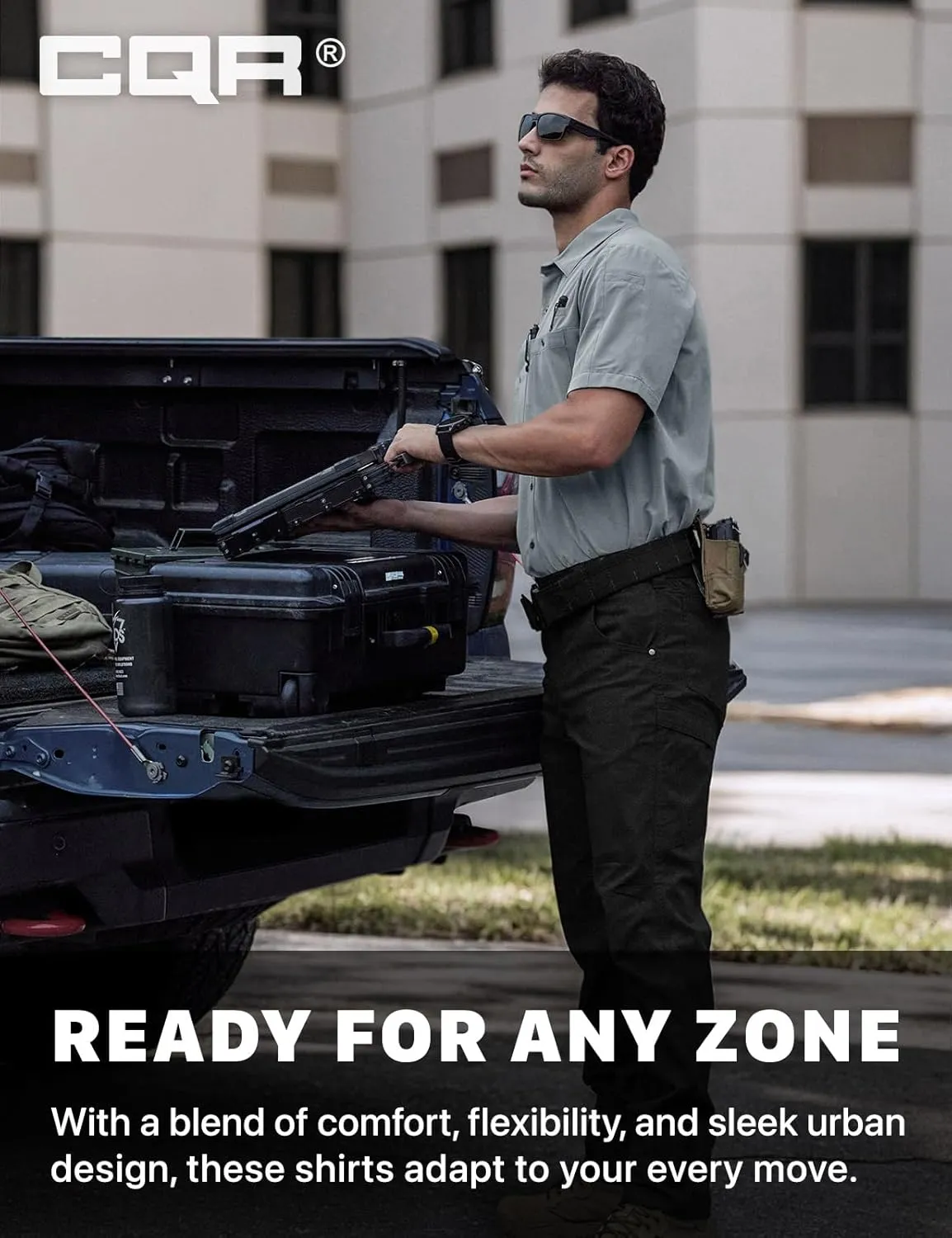 CQR Men's Short Sleeve Tactical Shirts, UPF 50  Ripstop Military Work Shirts, Breathable Button Down Outdoor Hiking Shirt