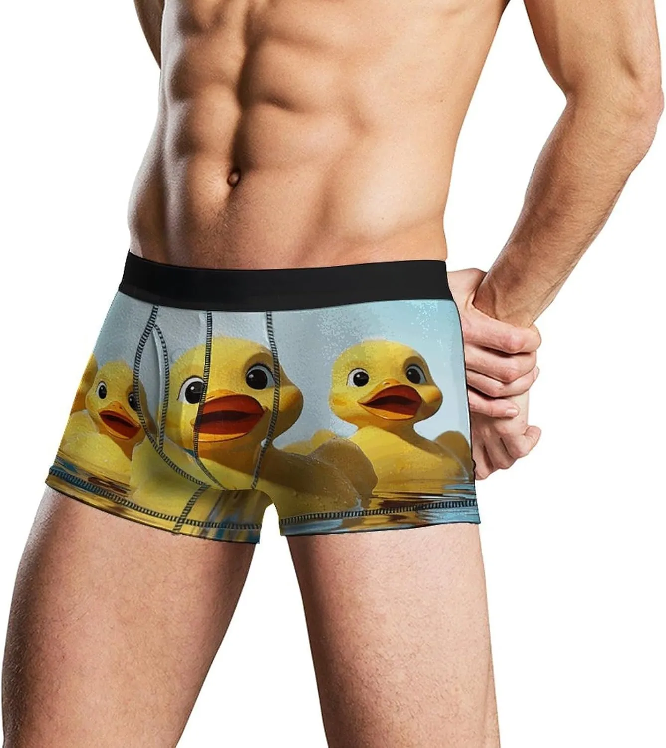 Cute Yellow Rubber Ducky Mens Boxer Briefs Short Breathable Underwear Trunks Soft Moisture-Wicking Boxer Shorts