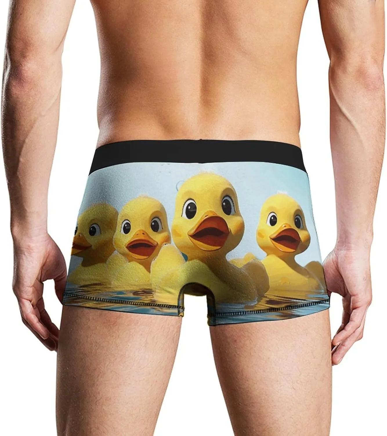 Cute Yellow Rubber Ducky Mens Boxer Briefs Short Breathable Underwear Trunks Soft Moisture-Wicking Boxer Shorts