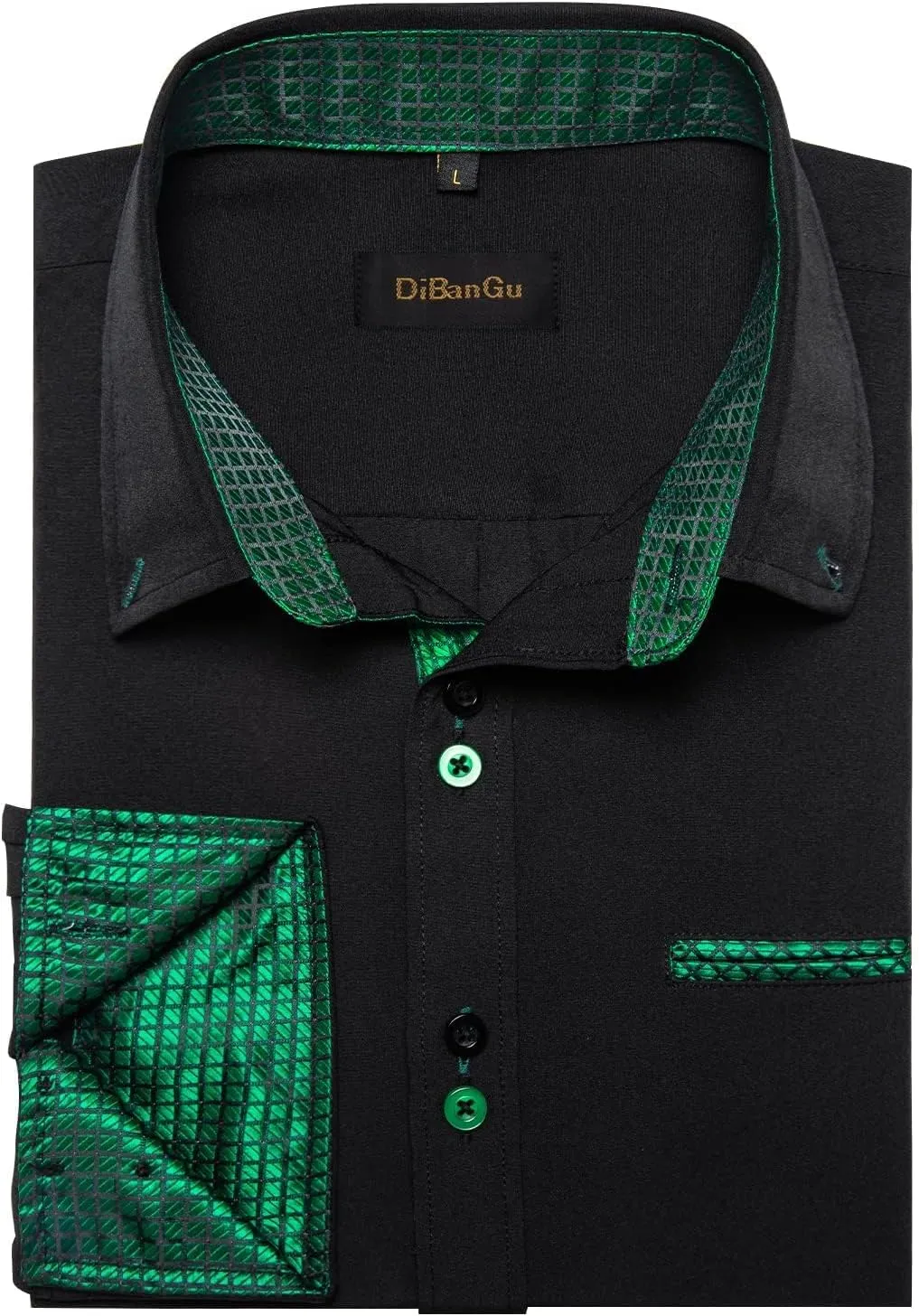 DiBanGu Mens Dress Shirts Casual Long Sleeve Button Down Shirts Cotton Inner Contrast Shirt for Party Business