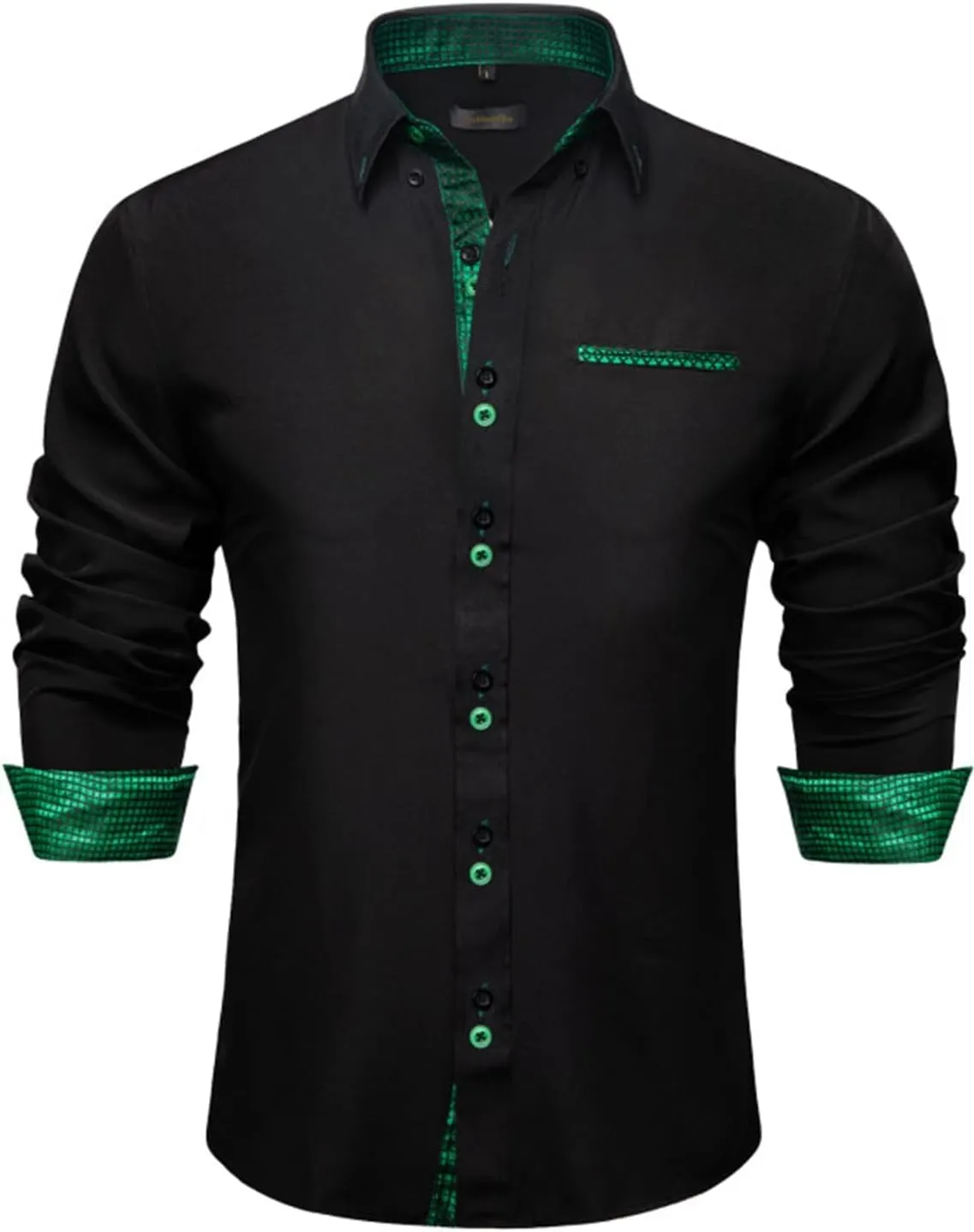 DiBanGu Mens Dress Shirts Casual Long Sleeve Button Down Shirts Cotton Inner Contrast Shirt for Party Business