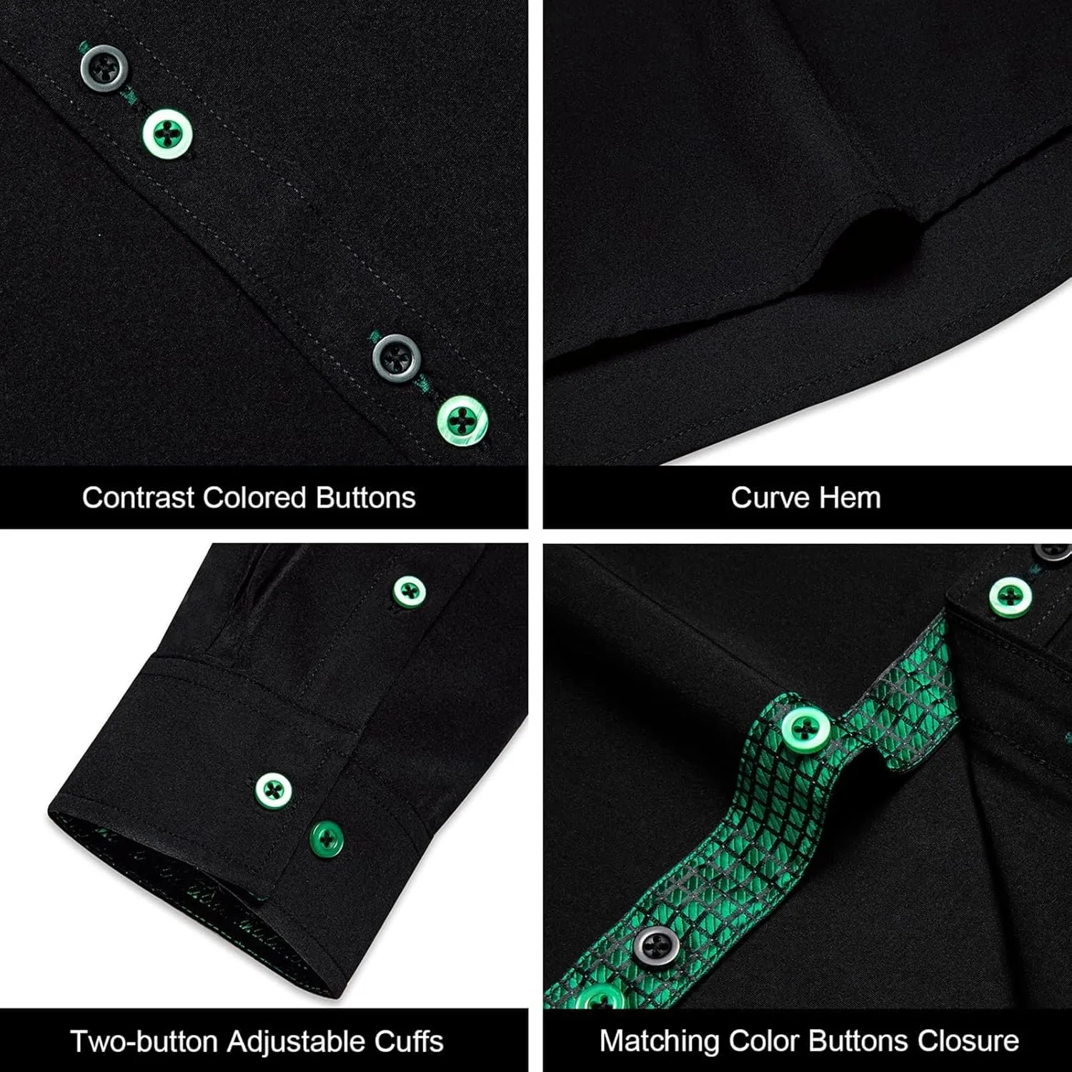 DiBanGu Mens Dress Shirts Casual Long Sleeve Button Down Shirts Cotton Inner Contrast Shirt for Party Business
