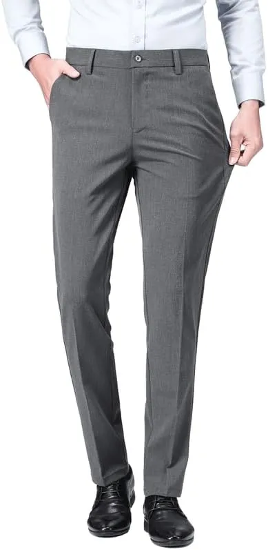 ESSYSHE Men’s Slim Fit Dress Pants Flat Front Tapered Dress Pants Stretch Suit Pants for Men
