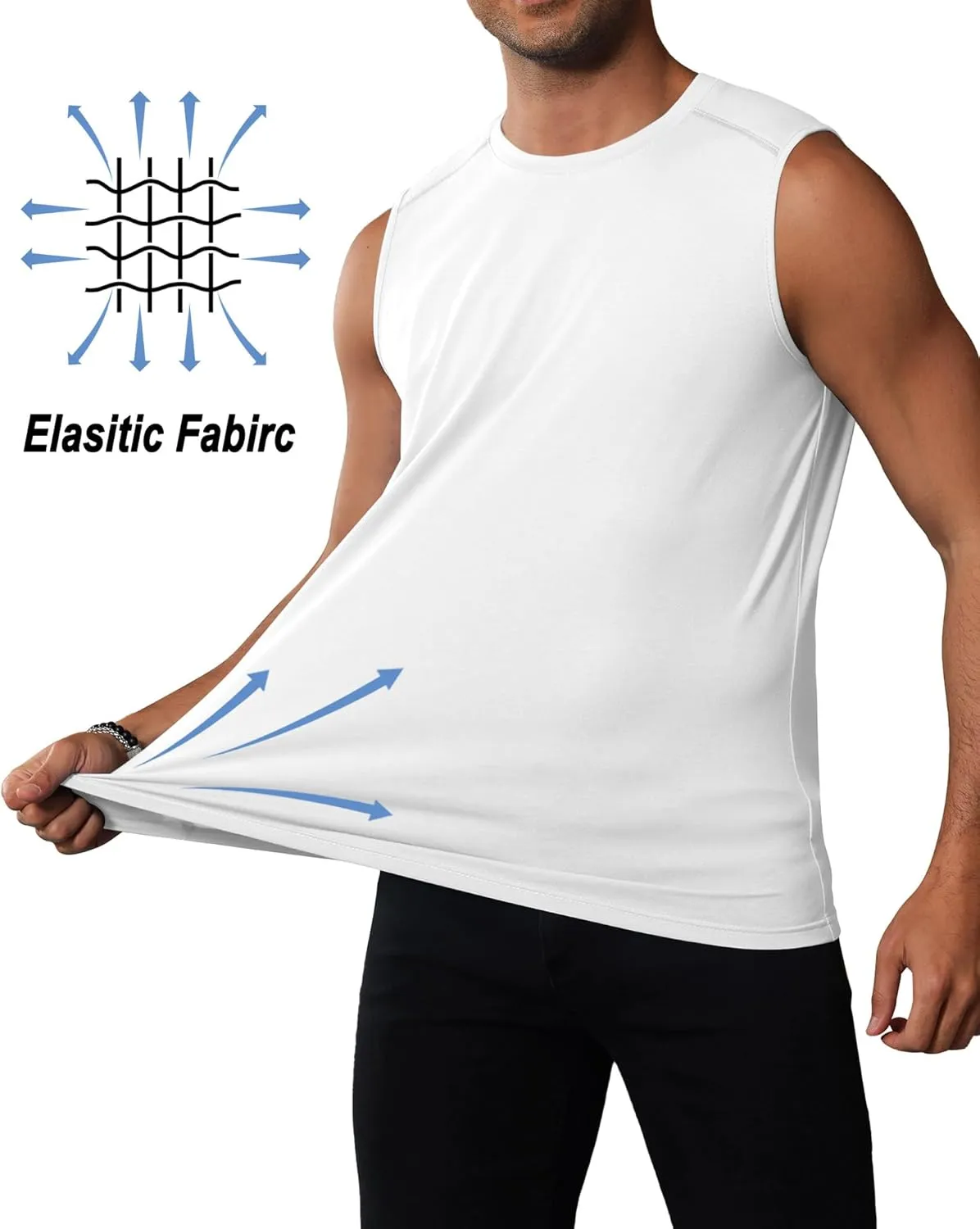 Ficerd 3 Pack Men's Sleeveless Tank Tops, Crewneck Casual Summer Tee Beach T Shirt Cotton Workout Run Gym Muscle Shirt