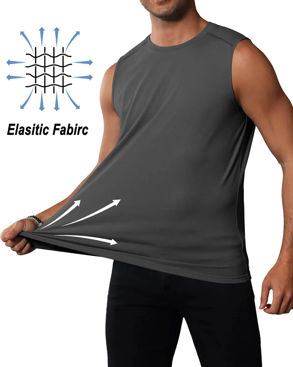 Ficerd 3 Pack Men's Sleeveless Tank Tops, Crewneck Casual Summer Tee Beach T Shirt Cotton Workout Run Gym Muscle Shirt