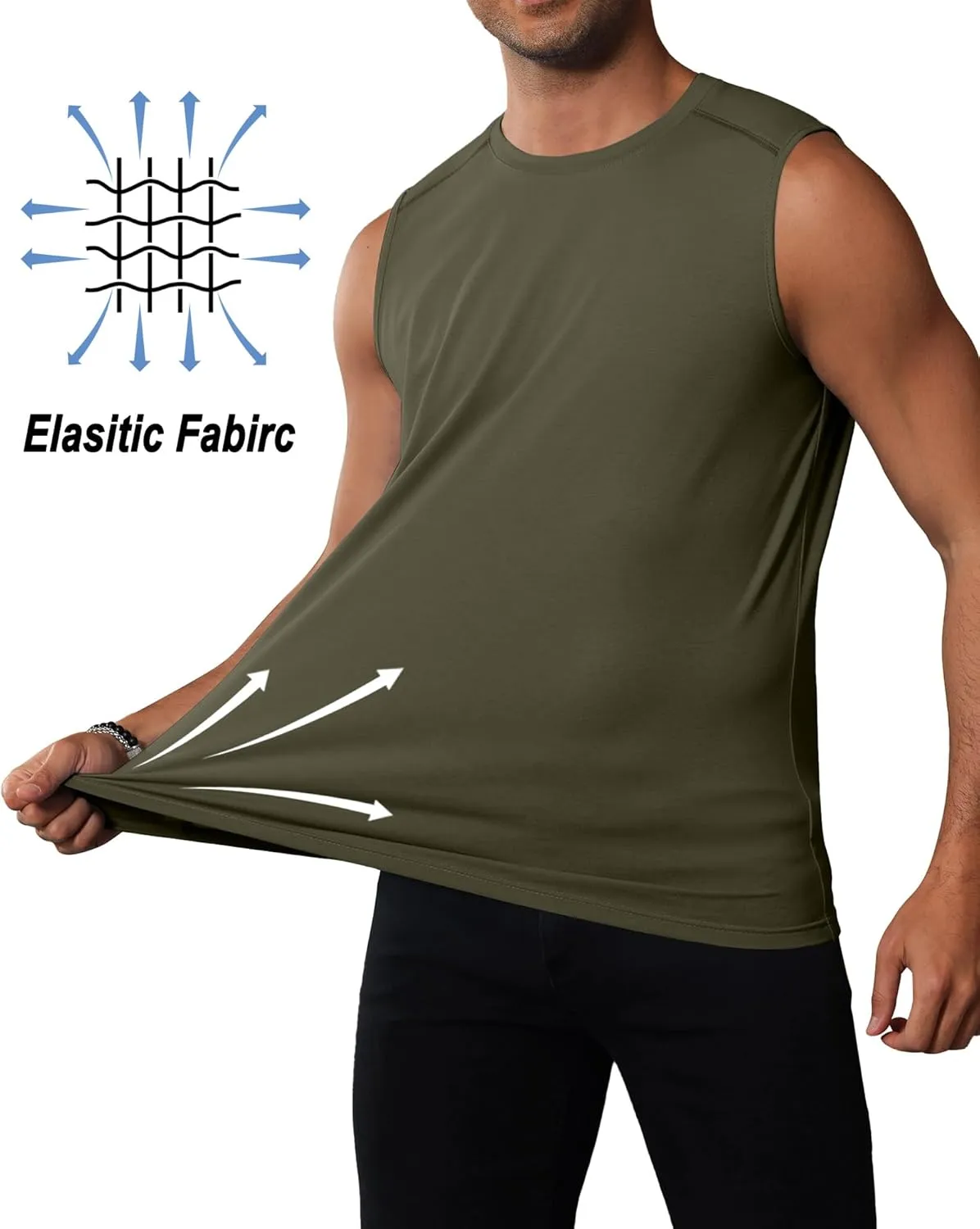 Ficerd 3 Pack Men's Sleeveless Tank Tops, Crewneck Casual Summer Tee Beach T Shirt Cotton Workout Run Gym Muscle Shirt