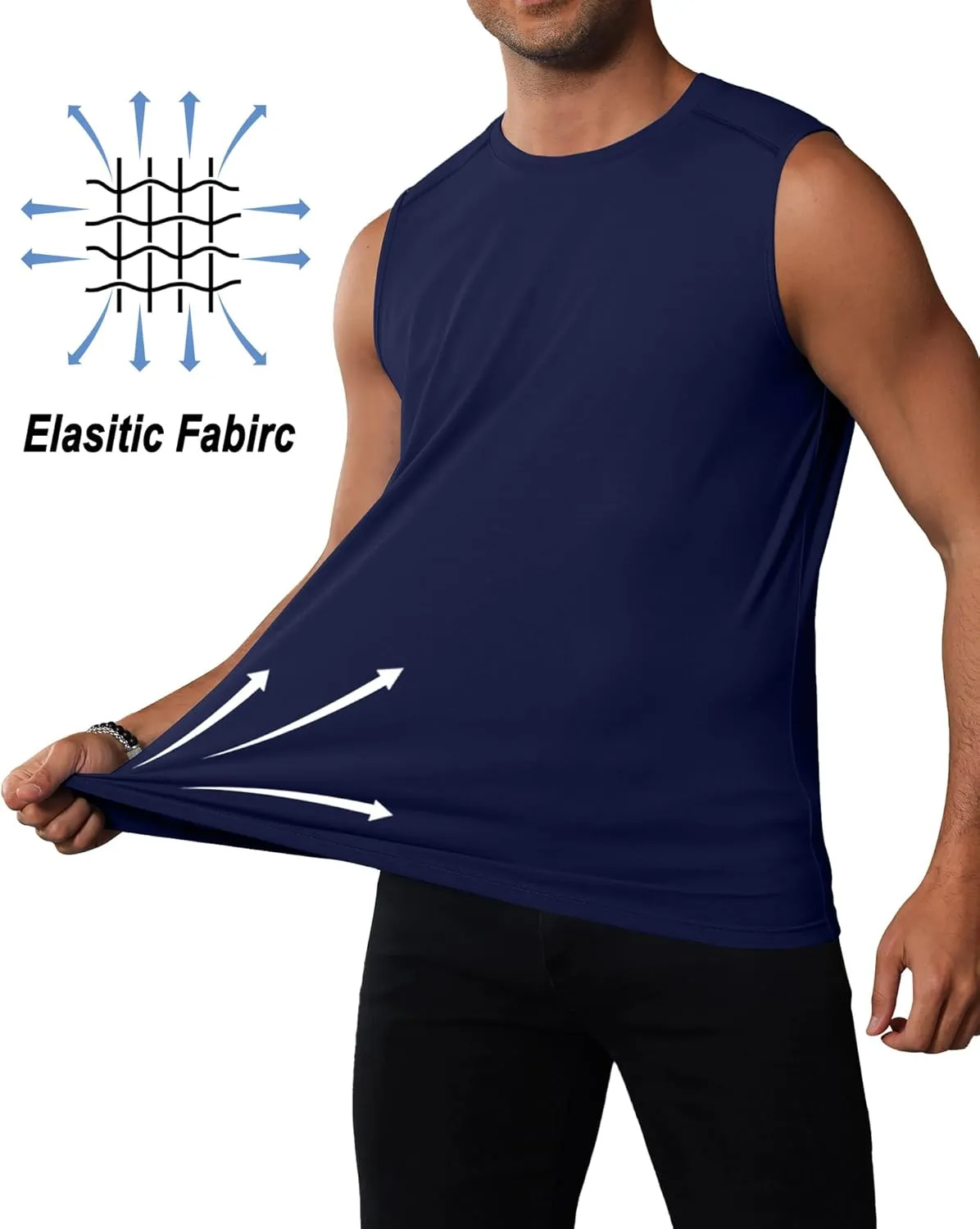Ficerd 3 Pack Men's Sleeveless Tank Tops, Crewneck Casual Summer Tee Beach T Shirt Cotton Workout Run Gym Muscle Shirt