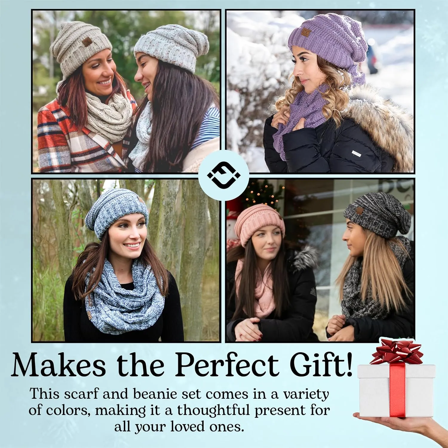 Funky Junque Premium Slouchy Beanie & Infinity Scarf Set - Mothers Day Gift - Warm Winter Bundle
