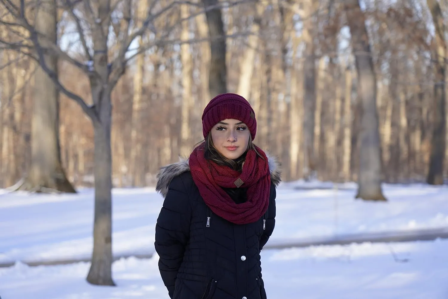 Funky Junque Premium Slouchy Beanie & Infinity Scarf Set - Mothers Day Gift - Warm Winter Bundle