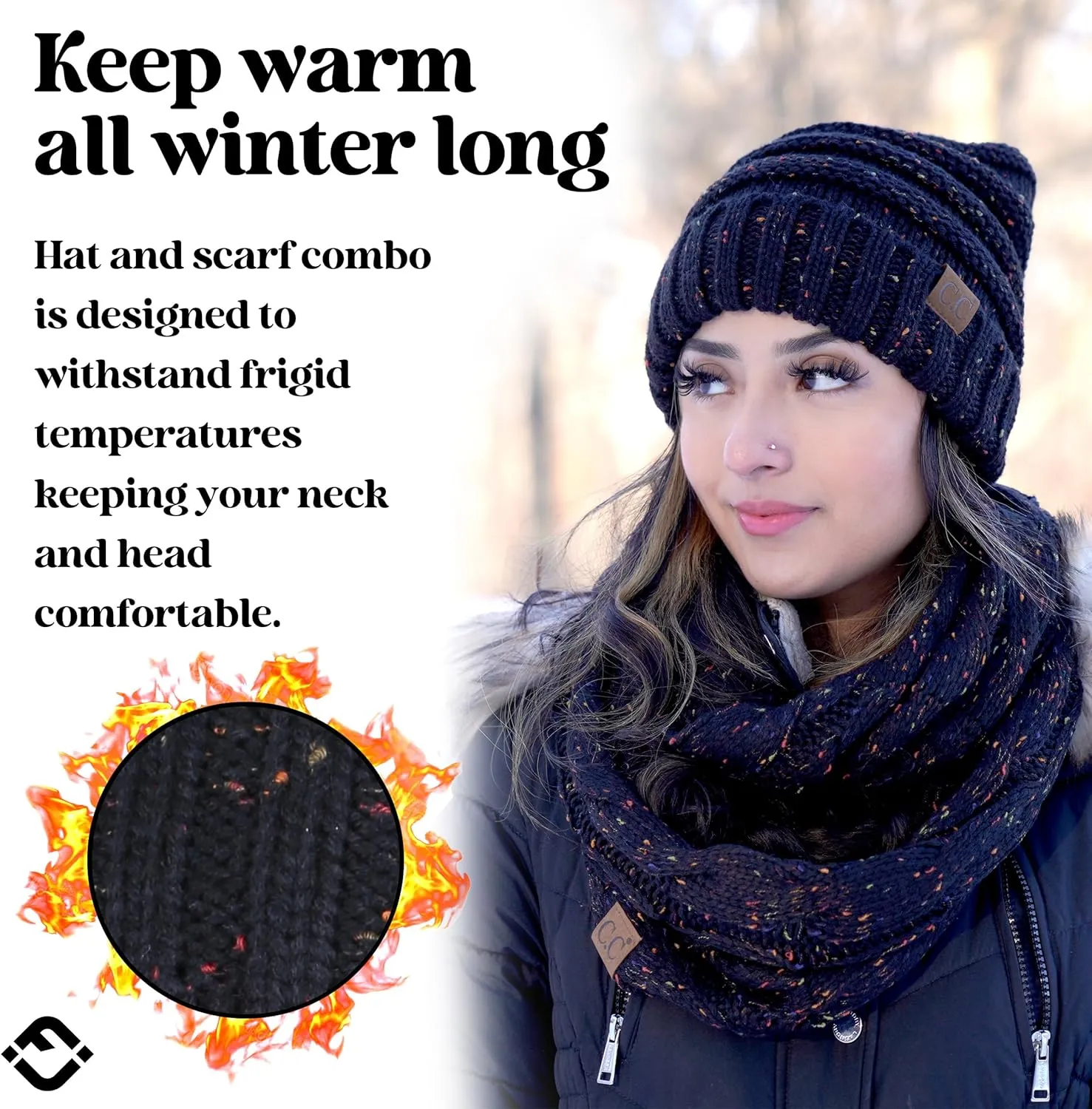 Funky Junque Premium Slouchy Beanie & Infinity Scarf Set - Mothers Day Gift - Warm Winter Bundle