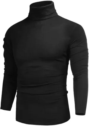 GAGELE Mens Casual Slim Fit Basic Shirt Knitted Lightweight Pullover Turtleneck Sweater