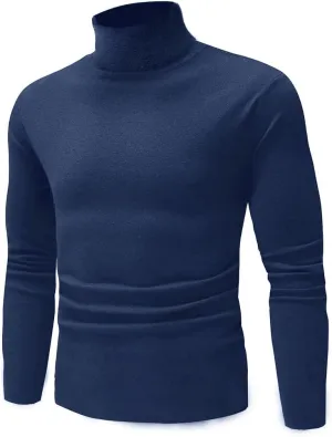 GAGELE Mens Casual Slim Fit Basic Shirt Knitted Lightweight Pullover Turtleneck Sweater