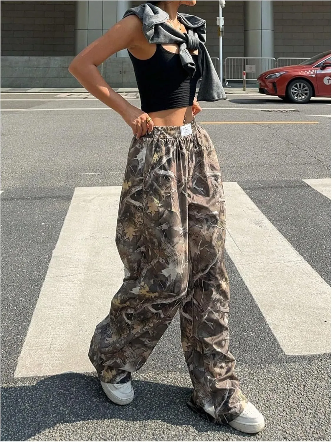 GORGLITTER Women's Baggy Cargo Sweatpants Joggers Camouflage Straight Leg Sweat Pants Street Wear