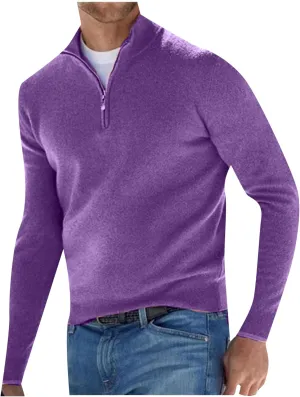 GORIFE Mens V Neck Top Half Zip Pullover Sweatshirt Pullover Sweater Casual Long Sleeve Tops