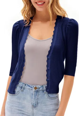 GRACE KARIN Women’s Sweater Cropped Cardigan Knit Shrugs for Dresses Tops Button Down Lightweight Soft