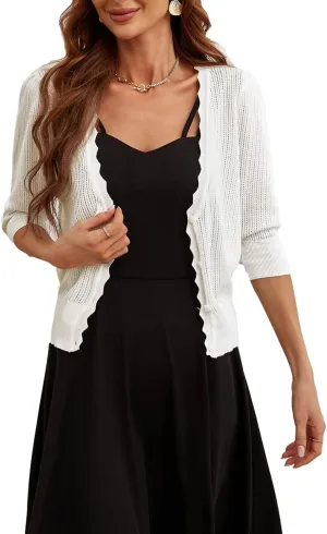 GRACE KARIN Women’s Sweater Cropped Cardigan Knit Shrugs for Dresses Tops Button Down Lightweight Soft