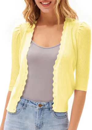 GRACE KARIN Women’s Sweater Cropped Cardigan Knit Shrugs for Dresses Tops Button Down Lightweight Soft