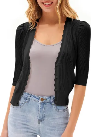 GRACE KARIN Women’s Sweater Cropped Cardigan Knit Shrugs for Dresses Tops Button Down Lightweight Soft