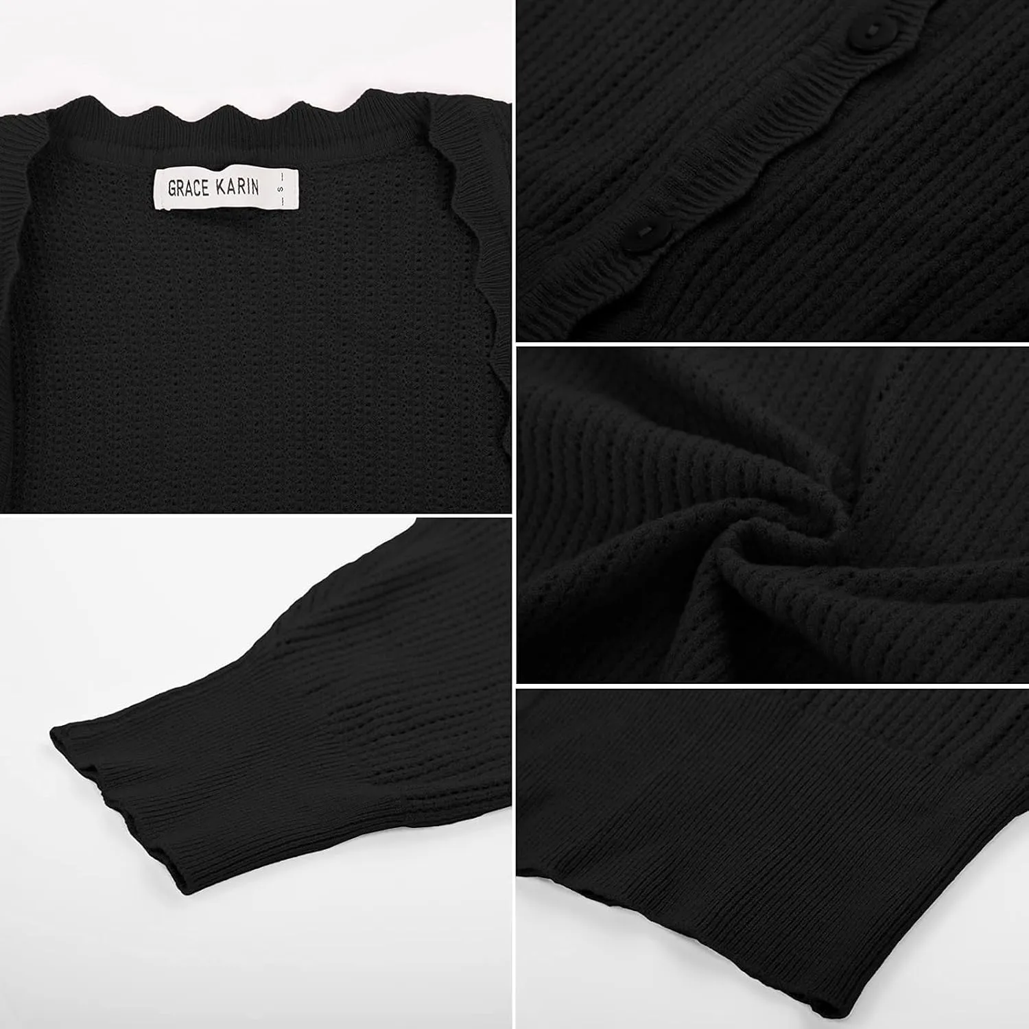 GRACE KARIN Women’s Sweater Cropped Cardigan Knit Shrugs for Dresses Tops Button Down Lightweight Soft