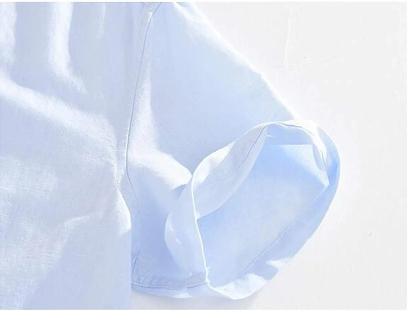 Hotmiss Mens Linen Shirt Short Sleeve T Shirt Pullover Tees Summer Beach Tops