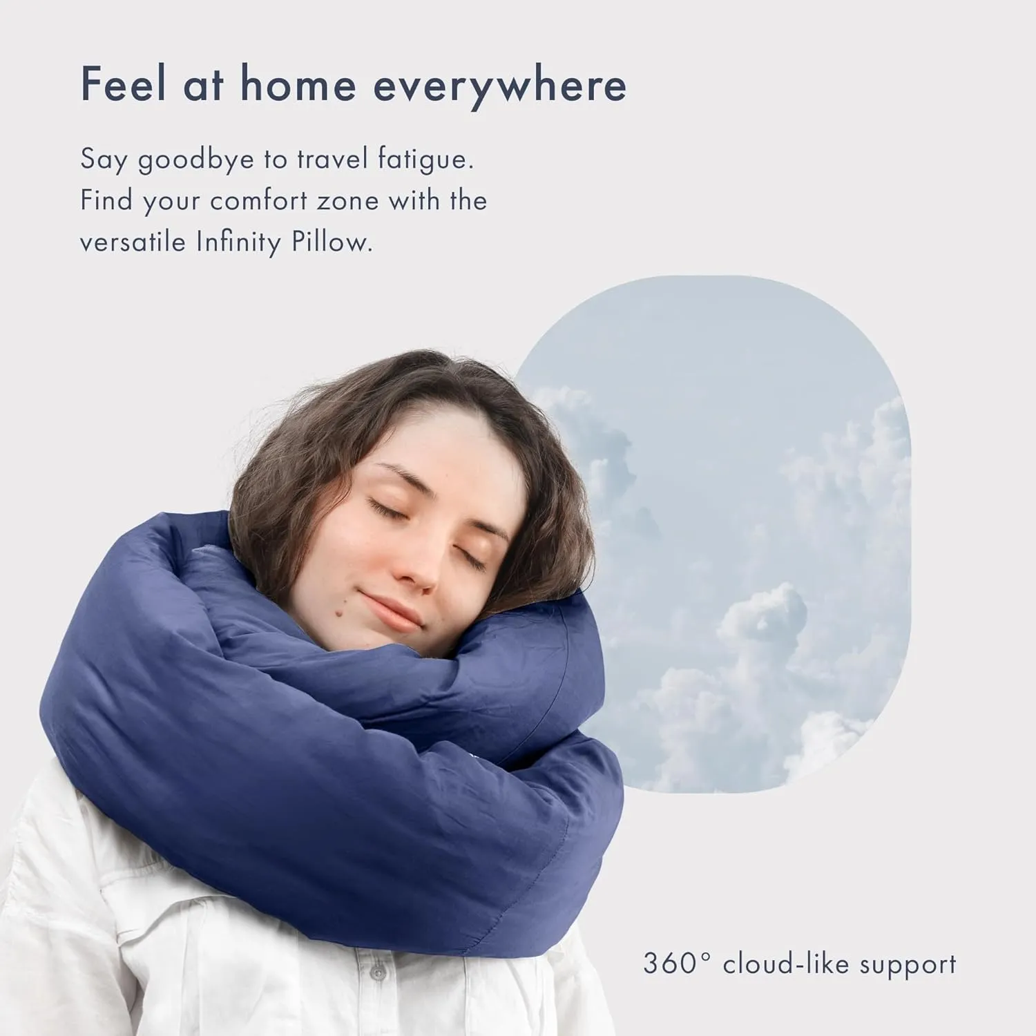 Huzi Infinity Pillow - Home Travel Soft Neck Scarf Support Sleep (Navy)
