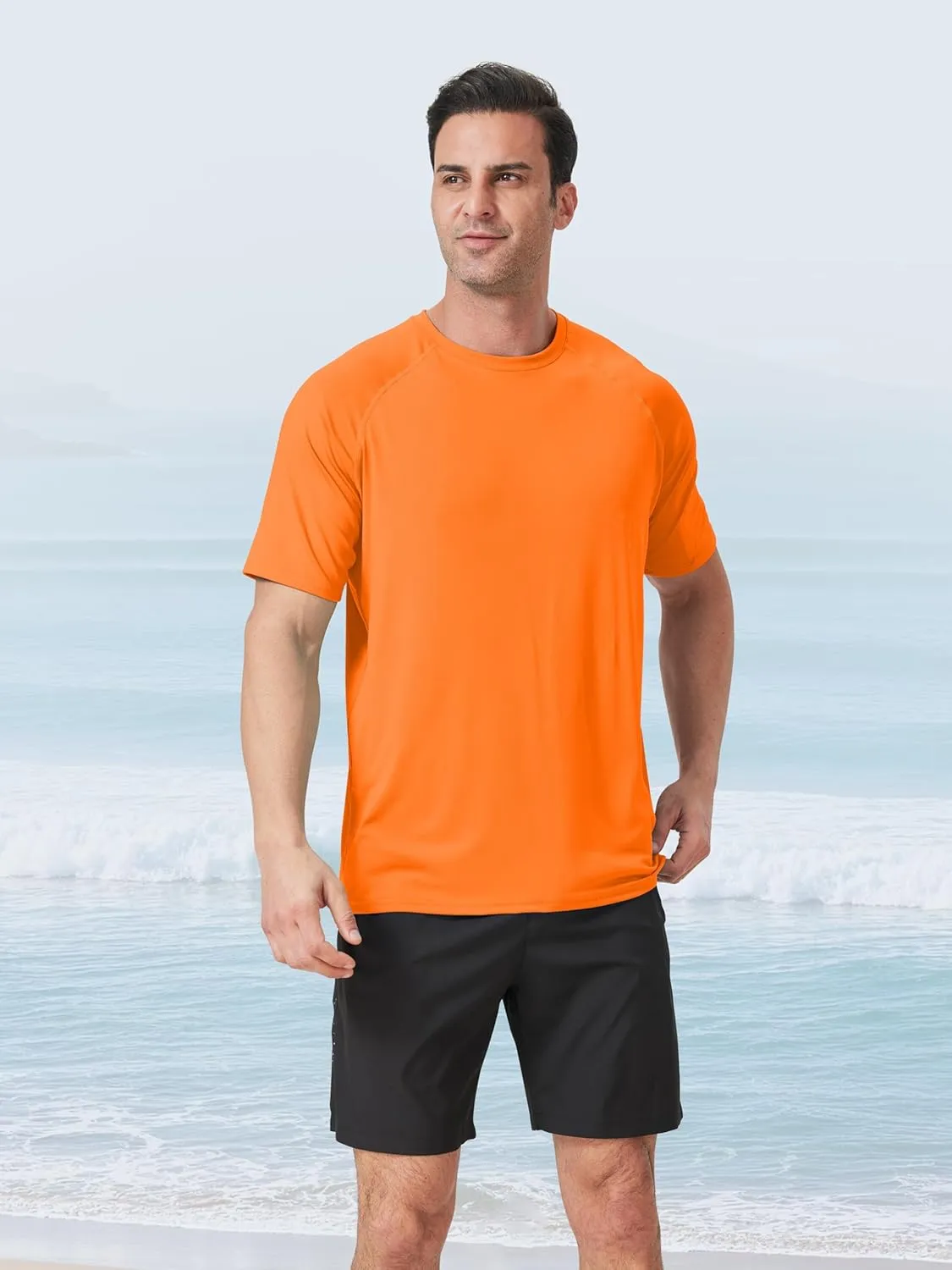 IHU 4 Pack Men's Rash Guard Swim Shirts Short Sleeve Sun Protection Fishing Shirts UPF 50  Dry Fit Hiking Rashguard Shirt