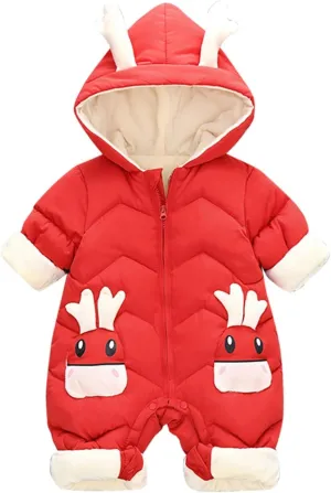 Infant with Mitten Cuffs Infant Clothing Children's Jumpsuit Autumn/Winter Cute Deer Toddler Baby Clothes Baby Clothes