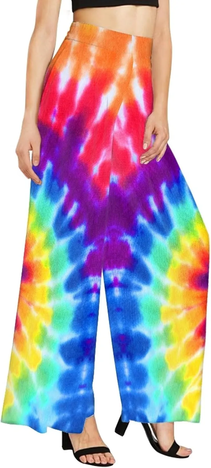 Irisjudy Women's Casual Lounge Pants Plus Size 3XL, Tropical Floral Comfy Stretchy Wide Leg Palazzo Pants Loose Home Legging