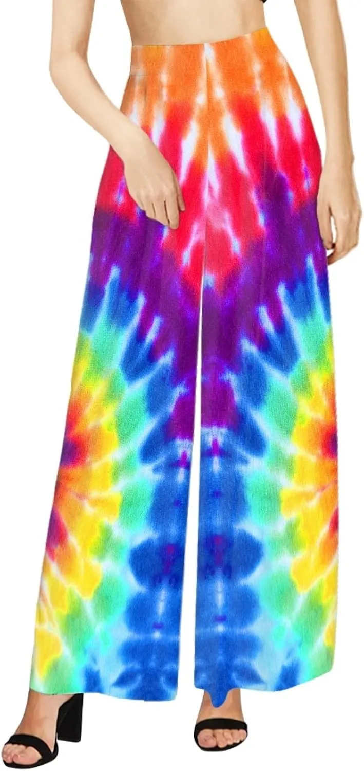 Irisjudy Women's Casual Lounge Pants Plus Size 3XL, Tropical Floral Comfy Stretchy Wide Leg Palazzo Pants Loose Home Legging