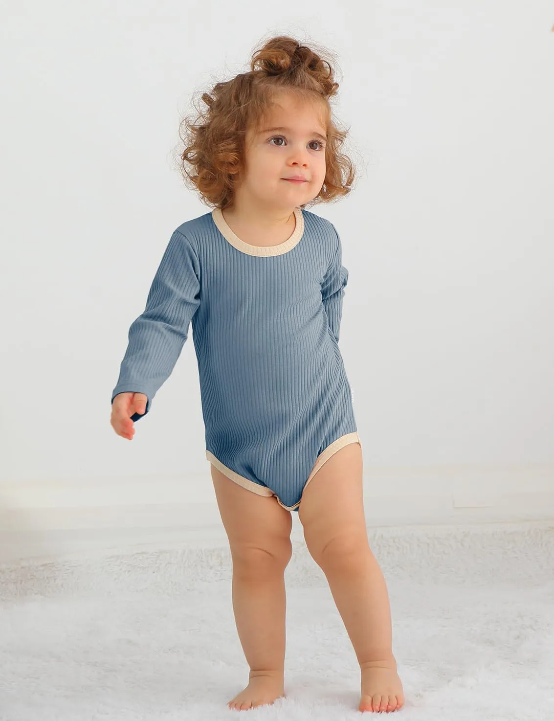 Jimonda Baby Bodysuit, 100% Organic Cotton Infant Long Sleeve Romper Gender Neutral Baby Clothes