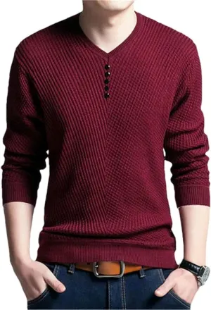 JXQXHCFS Spring Autumn Sweaters Pullover Men V Neck Men Sweater Casual Long Sleeve Mens Slim Fit Knitted Sweaters