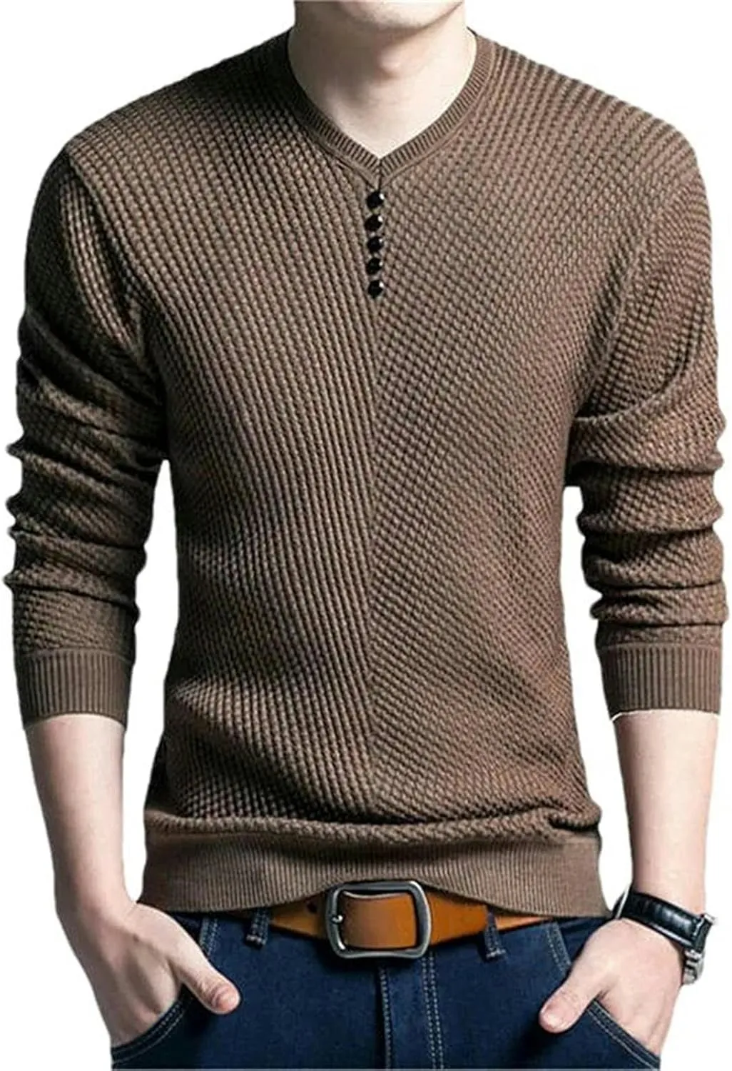 JXQXHCFS Spring Autumn Sweaters Pullover Men V Neck Men Sweater Casual Long Sleeve Mens Slim Fit Knitted Sweaters