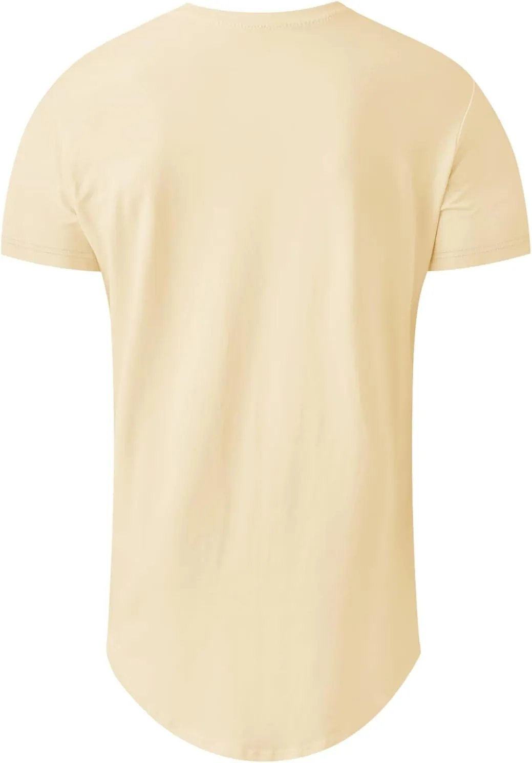 KESIHAN Men's Hip Hop Wave Round Hem T-Shirt Round Neck Cotton Casual Fashion Top