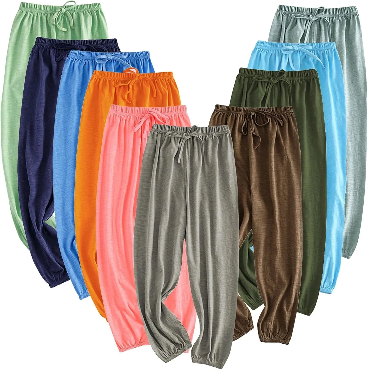 Kids Boys Girls Baggy Pants Toddler Soft Solid Elastic Waisted Long Pants Casual Sports Dance Joggers Home Bottoms