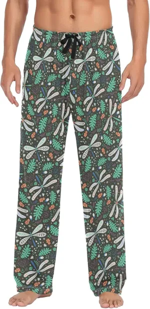 Kigai Acorns and Dragonflies Men's Pajamas Pants Lounge Pants for Sleep & Home - M
