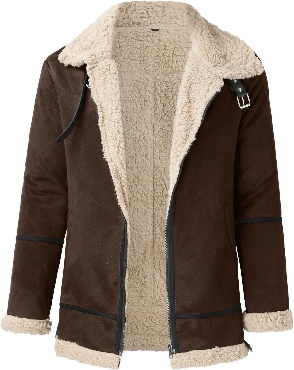 LCMTWX Mens Jackets And Winter Outerwear Single-breasted Solid Color Lapel Long Sleeve Coat Cardigan Plush Long Coat