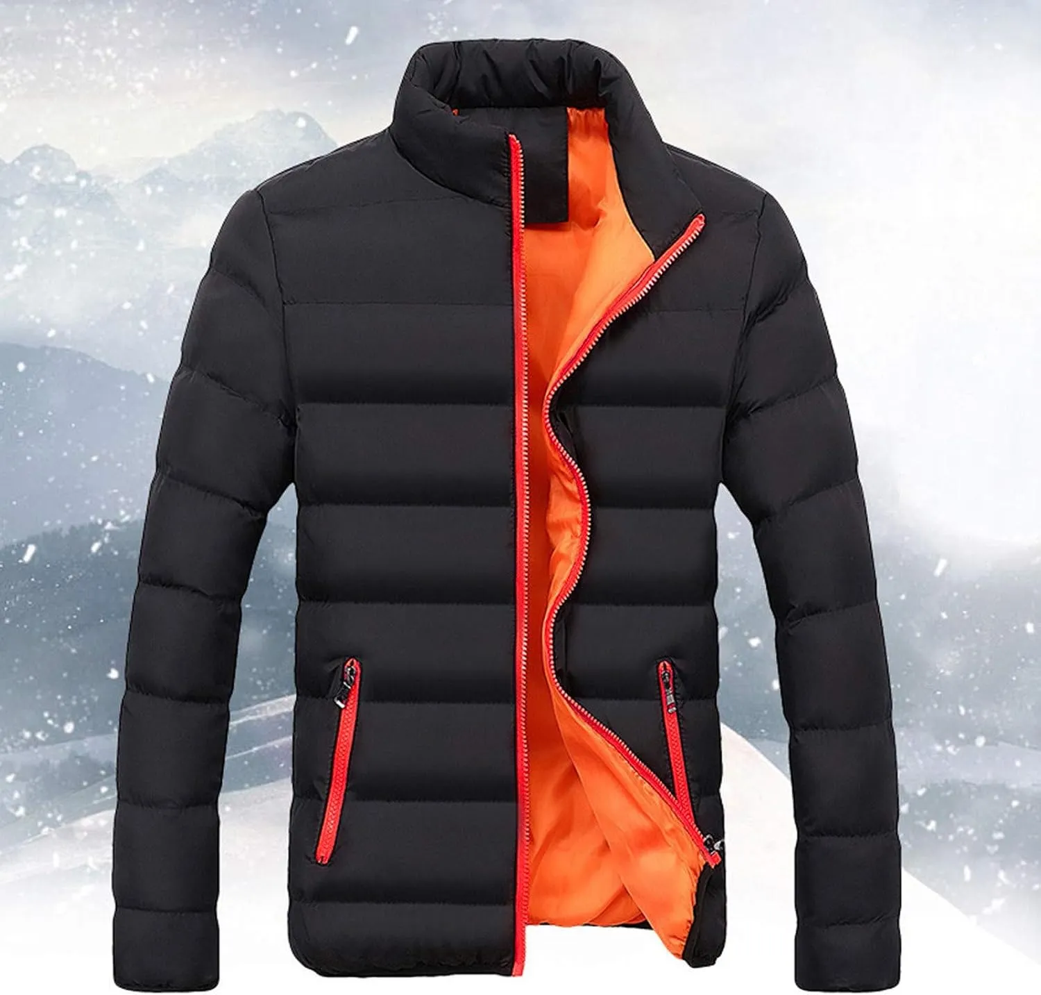LCMTWX Winter Jackets for Men Jacket Coat Leisure Plus Size Hat Zip Pocket Cotton-Padded Warm Soft Hooded Winter Coats