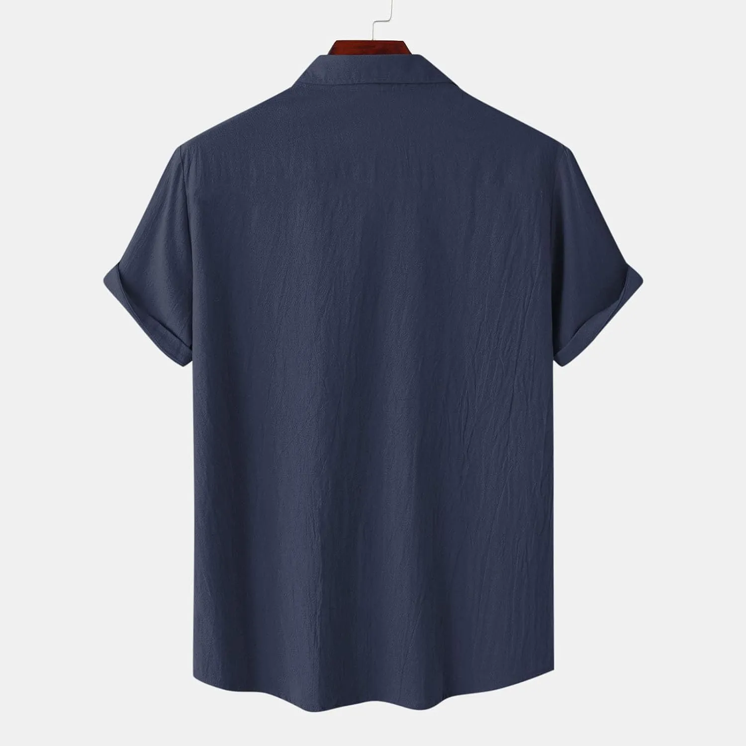 Linen Shirts for Men Mens Short Sleeve Button Down Shirts Collared Summer Beach T-Shirts Vacation Tops