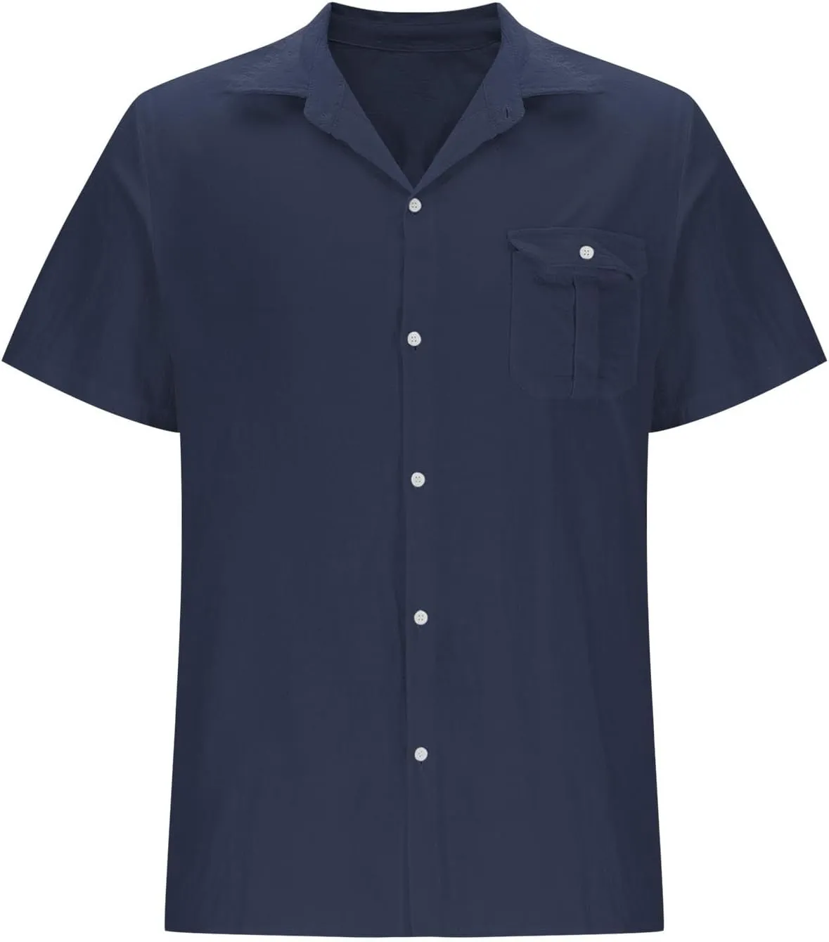 Linen Shirts for Men Mens Short Sleeve Button Down Shirts Collared Summer Beach T-Shirts Vacation Tops