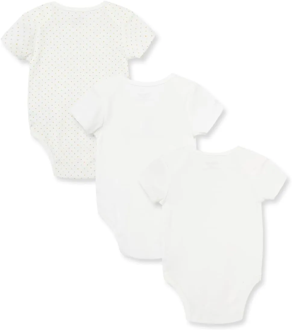 Little Me Baby Gender Neutral 3-Pack 100% Cotton Scratch Free Tag Bodysuits