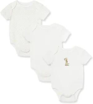 Little Me Baby Gender Neutral 3-Pack 100% Cotton Scratch Free Tag Bodysuits