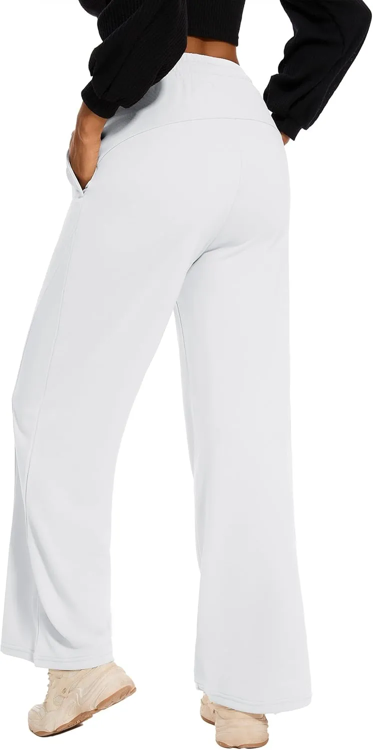 M MOTEEPI Women Sweatpants Wide Leg 30" Lounge Sweat Pants Casual Baggy Trousers with Elastic Waist Straight Leg