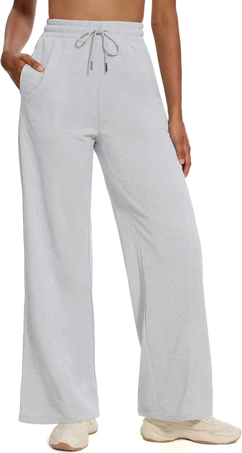 M MOTEEPI Women Sweatpants Wide Leg 30" Lounge Sweat Pants Casual Baggy Trousers with Elastic Waist Straight Leg