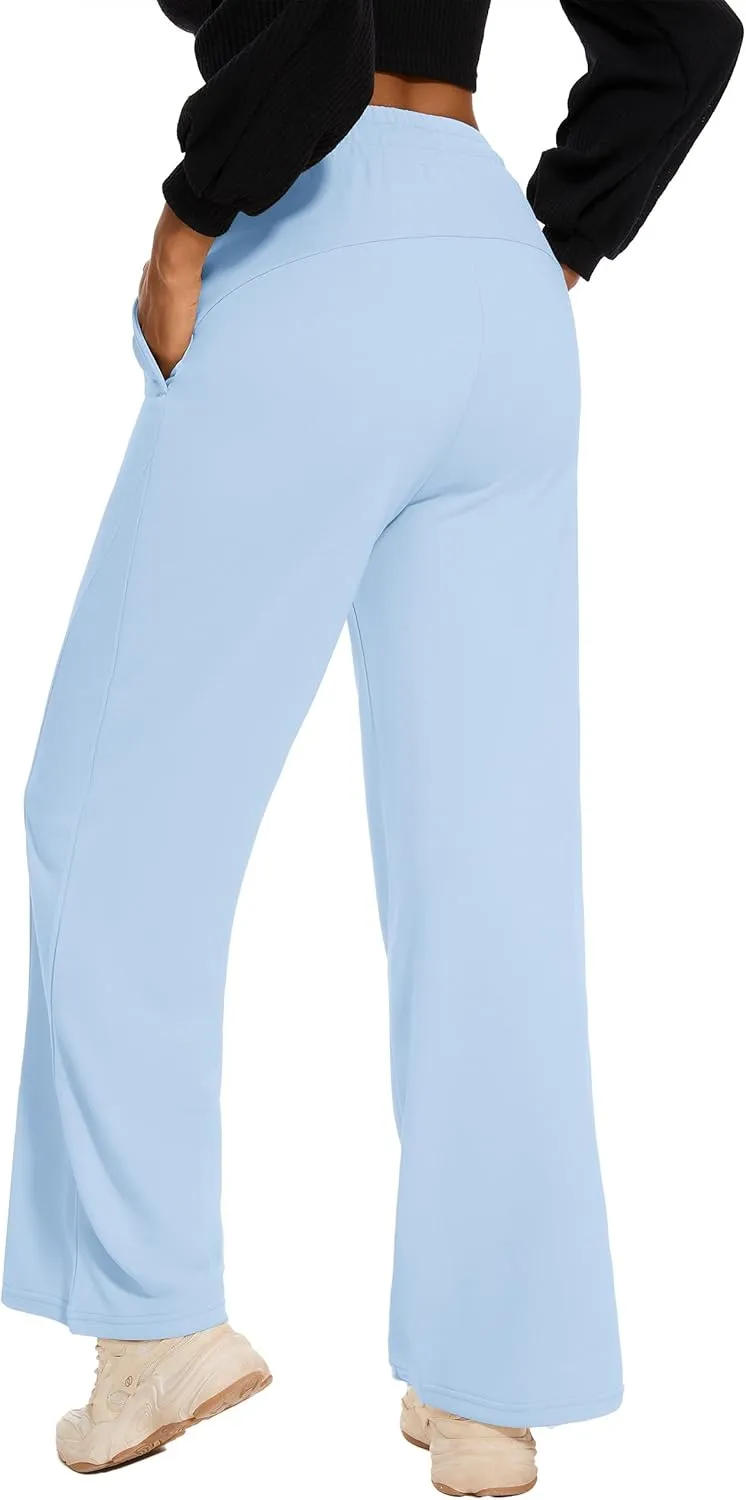 M MOTEEPI Women Sweatpants Wide Leg 30" Lounge Sweat Pants Casual Baggy Trousers with Elastic Waist Straight Leg