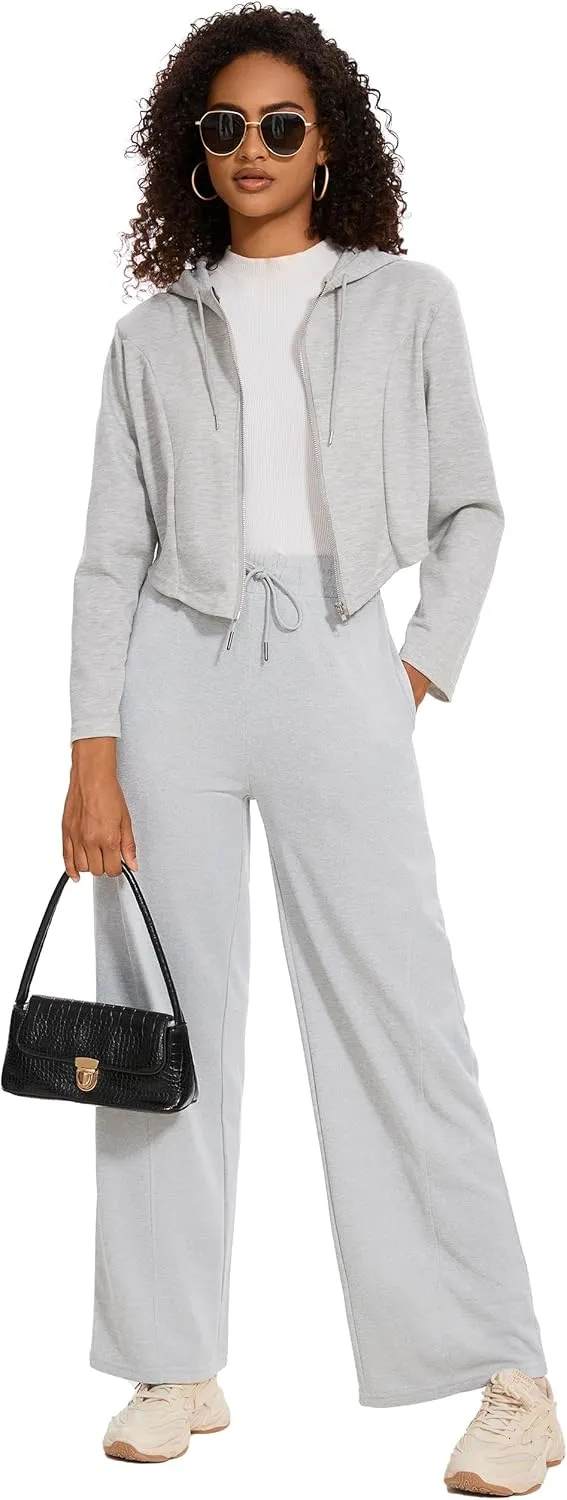 M MOTEEPI Women Sweatpants Wide Leg 30" Lounge Sweat Pants Casual Baggy Trousers with Elastic Waist Straight Leg