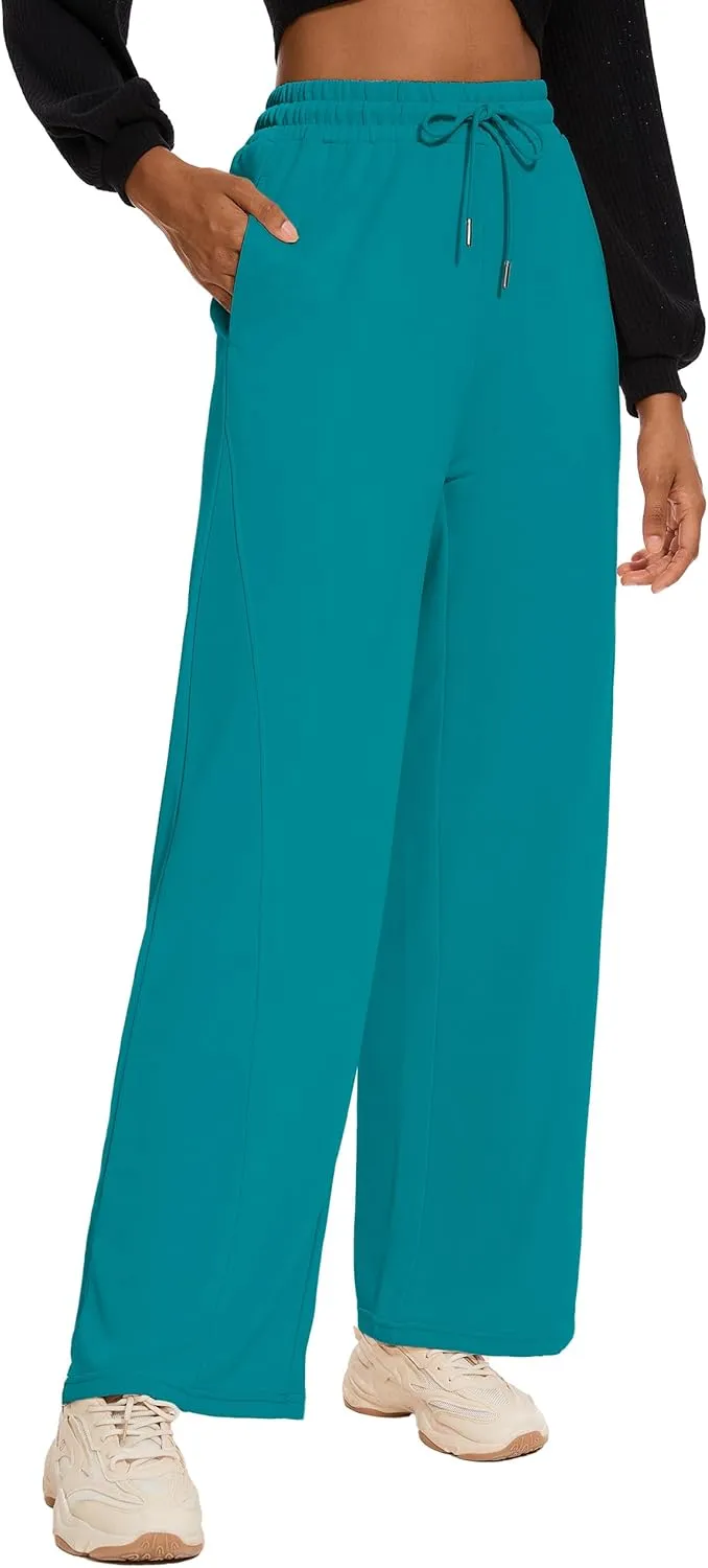 M MOTEEPI Women Sweatpants Wide Leg 30" Lounge Sweat Pants Casual Baggy Trousers with Elastic Waist Straight Leg