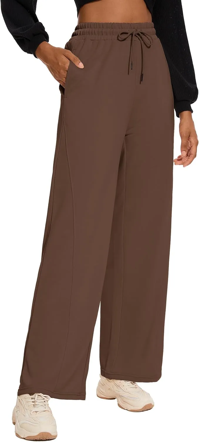 M MOTEEPI Women Sweatpants Wide Leg 30" Lounge Sweat Pants Casual Baggy Trousers with Elastic Waist Straight Leg
